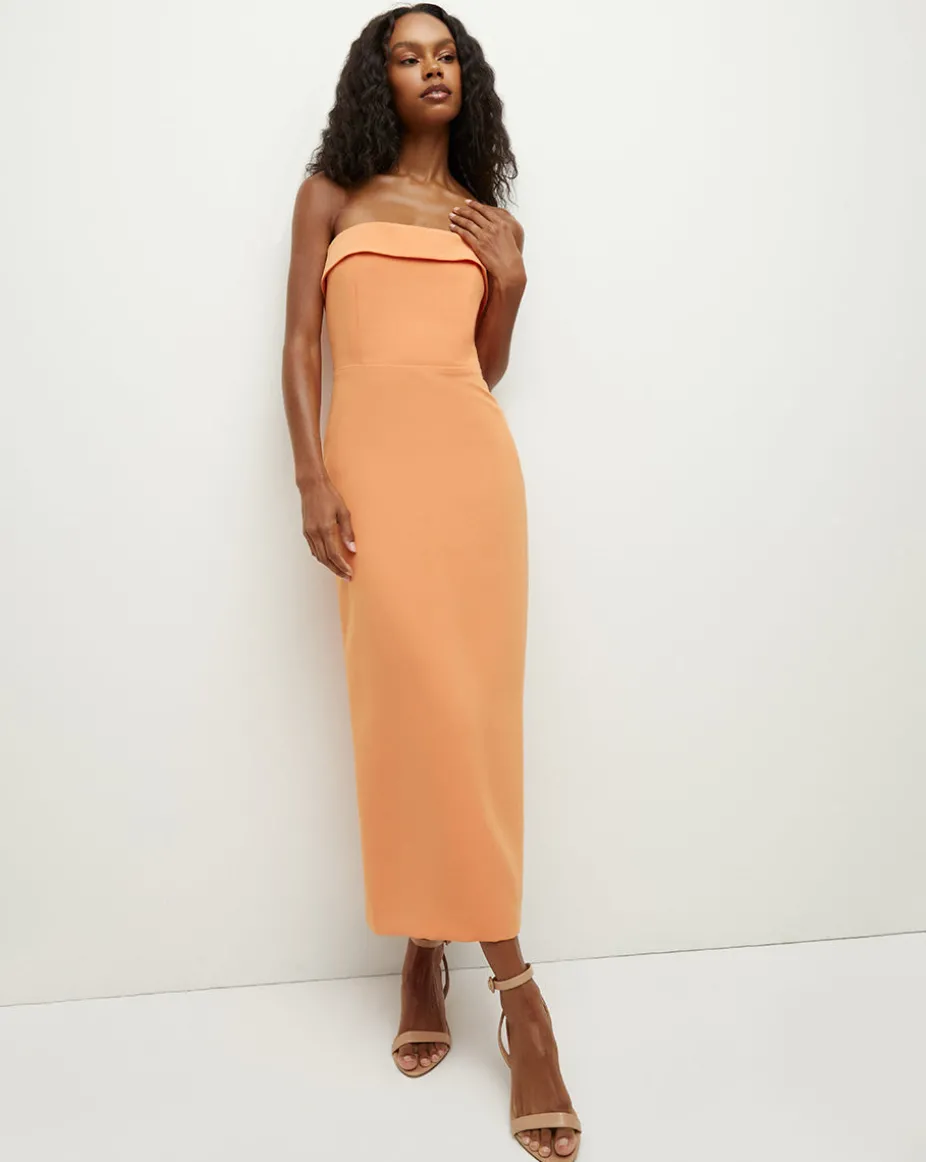 Absol Crepe Strapless Dress in Orange
