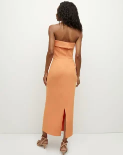 Absol Crepe Strapless Dress in Orange