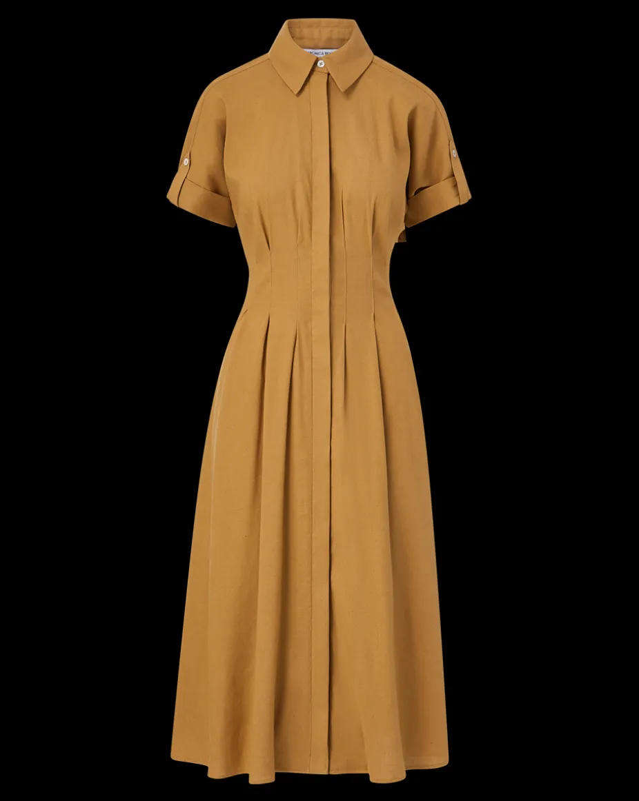 Adavi Khaki Linen Shirt Dress