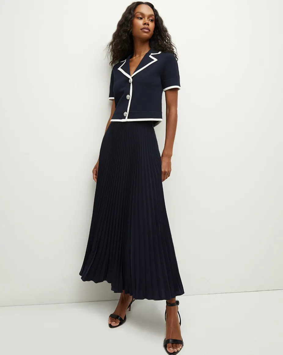 Addi Pleated Skirt in Navy