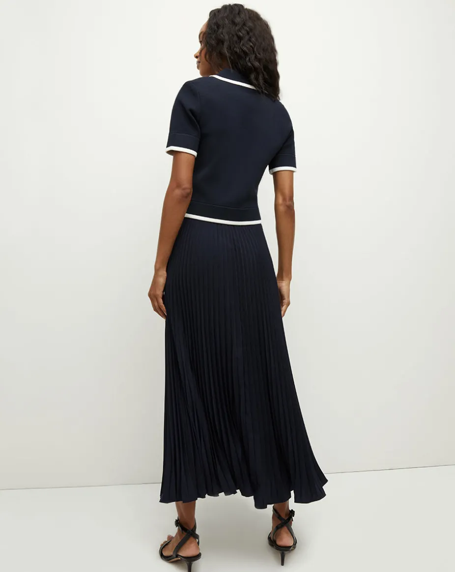Addi Pleated Skirt in Navy