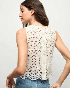 Adelyn Cotton Eyelet Tank in Off-White