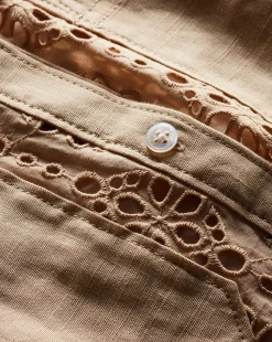 Aderes Cotton Eyelet Shirt in Stone Khaki