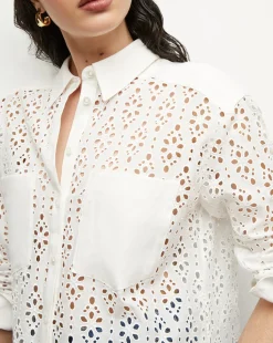 Aderes Cotton Eyelet Shirt in White