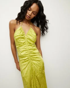 Aldana Stretch-Silk Dress in Chartreuse