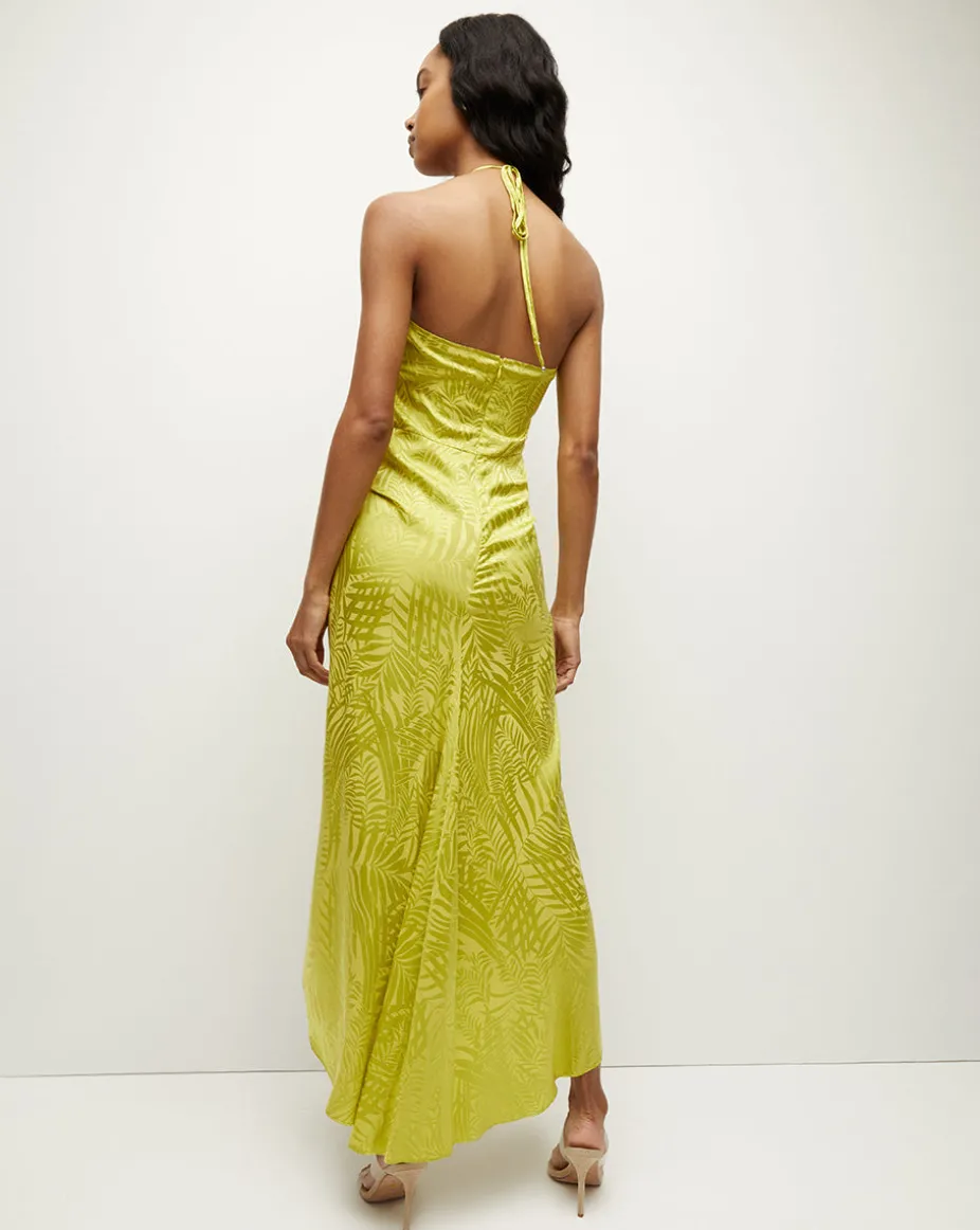 Aldana Stretch-Silk Dress in Chartreuse