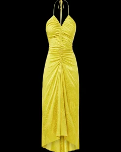 Aldana Stretch-Silk Dress in Chartreuse