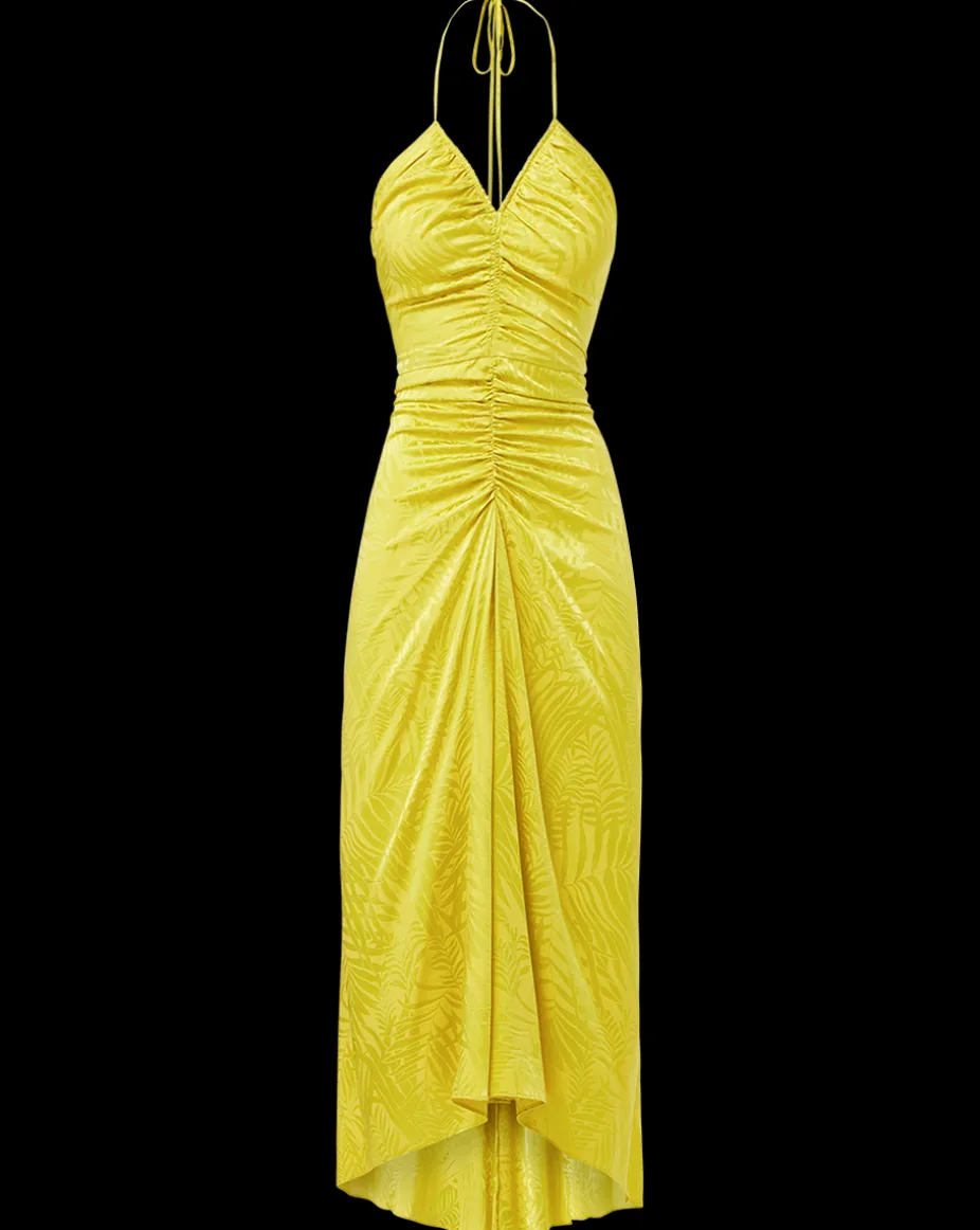 Aldana Stretch-Silk Dress in Chartreuse