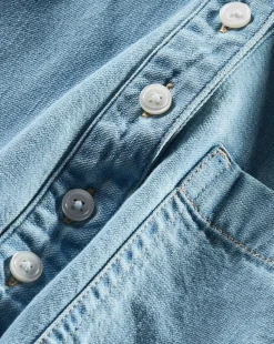 Almera Chambray Button-Down Top in Sky