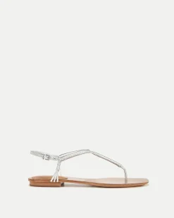 Amelia Silver Metallic T-Strap Sandal
