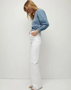 Anabel Slate Blue Puff-Sleeved Top