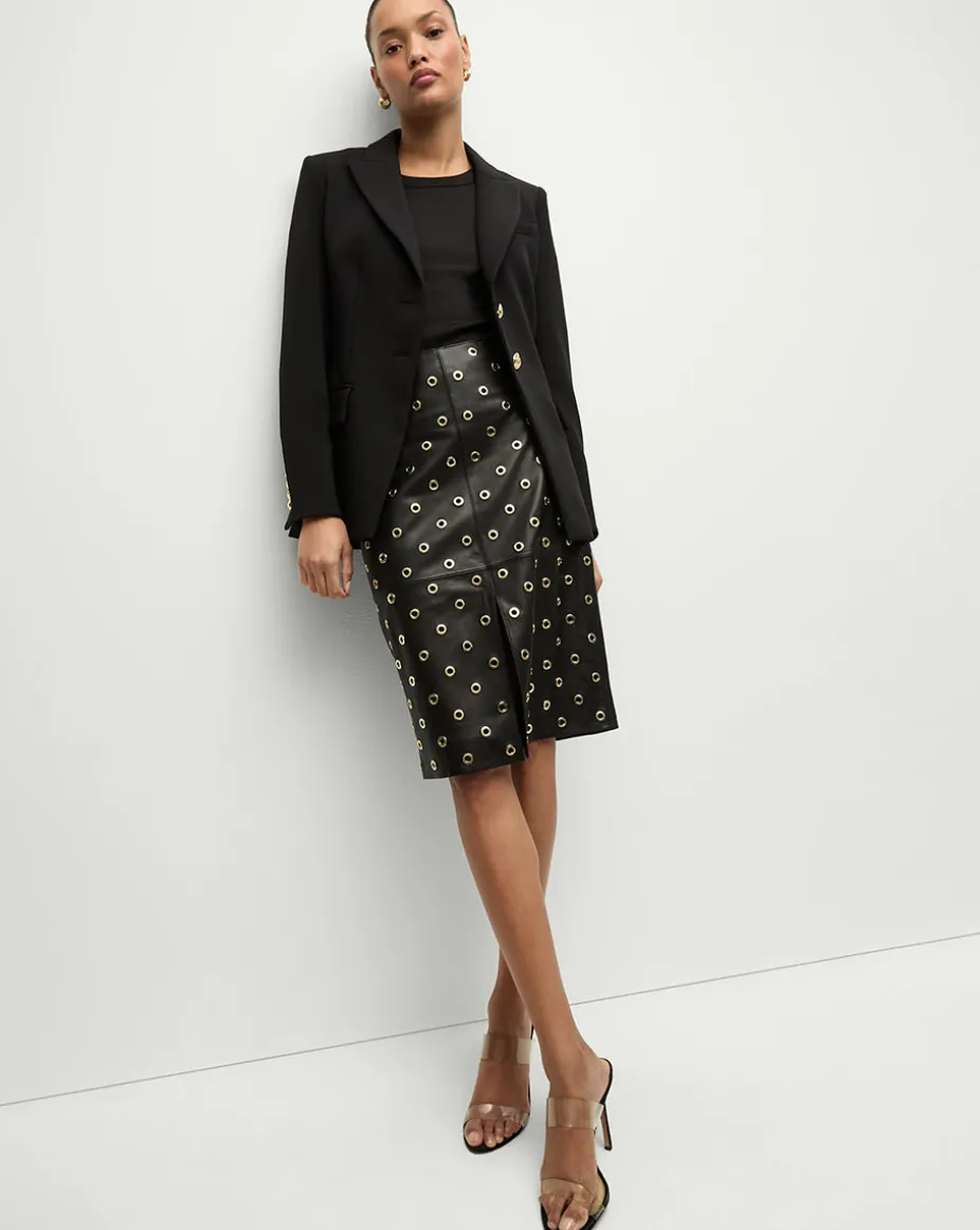 Anderson Leather Grommet Skirt in Black