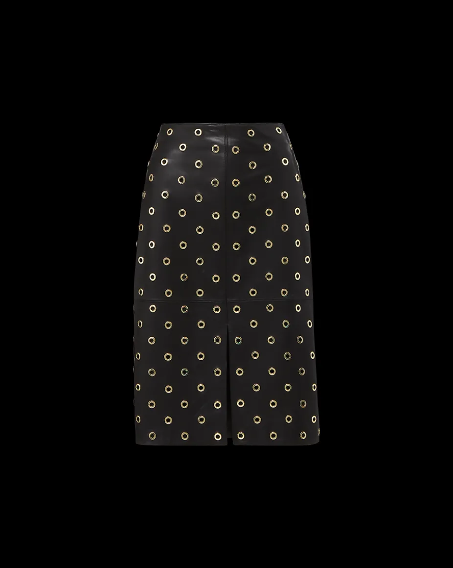 Anderson Leather Grommet Skirt in Black