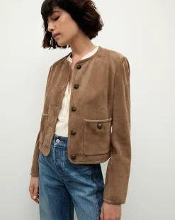 Andrea Suede Jacket in Bark