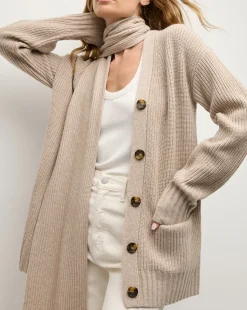 Annalise Merino Cashmere Cardigan in Oatmeal