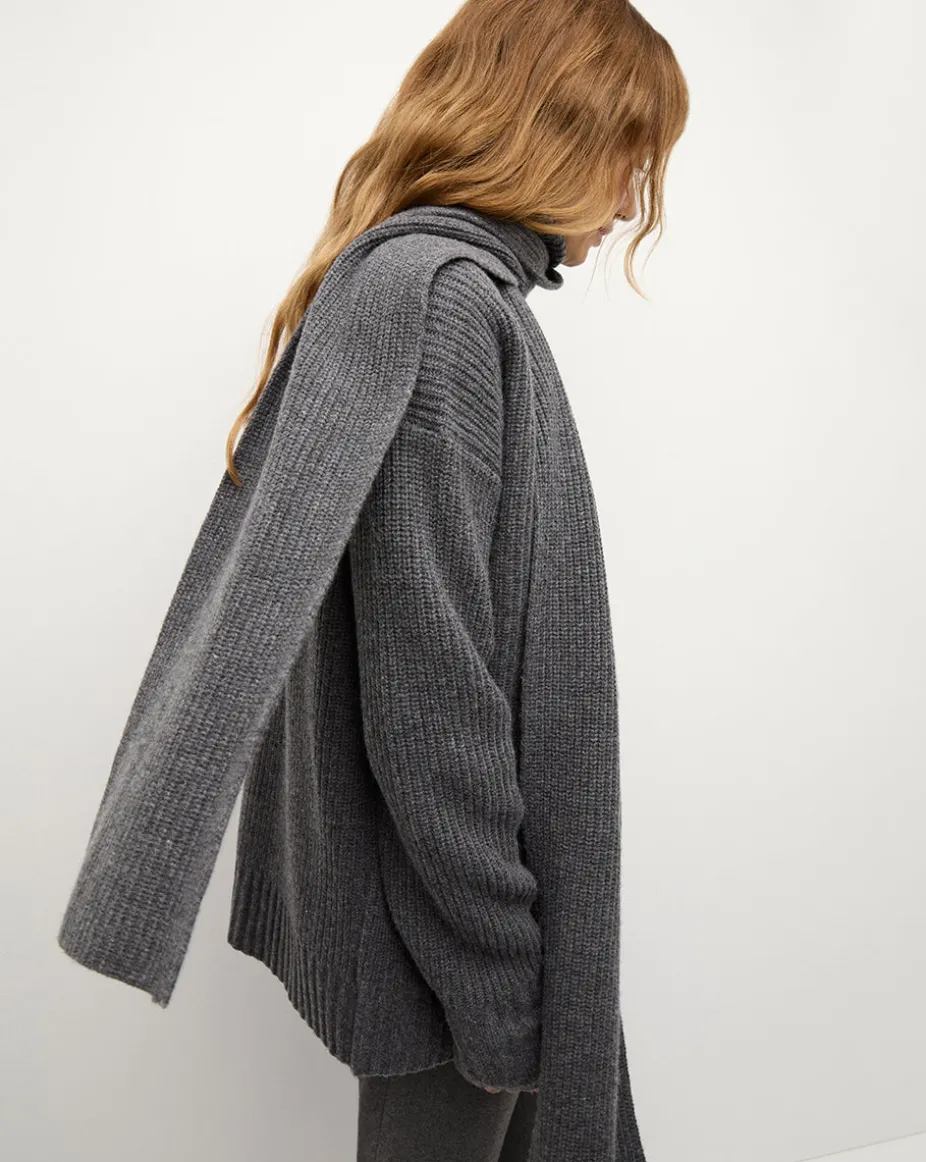 Annalise Merino Cashmere Cardigan in Charcoal