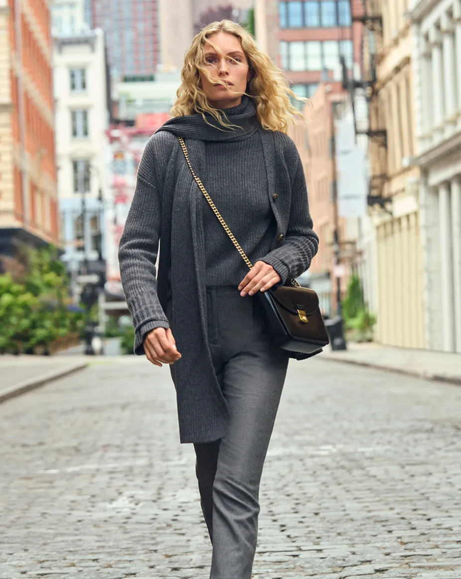 Annalise Merino Cashmere Cardigan in Charcoal