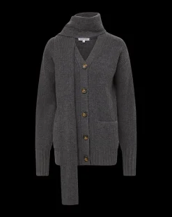Annalise Merino Cashmere Cardigan in Charcoal