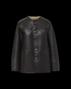 Anya Reversible Shearling Coat in Ecru/Black