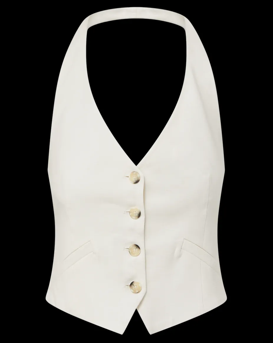 Arabella Stretch-Linen Vest in Off-White