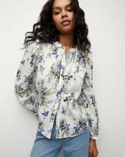 Ashlynn Cotton Top in Off-White Multi