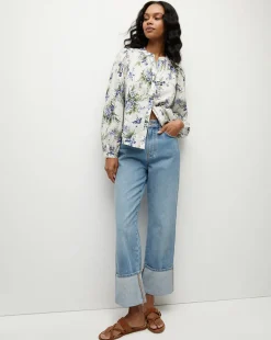 Ashlynn Cotton Top in Off-White Multi