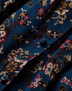 Ashlynn Silk Blouse in Blue Print