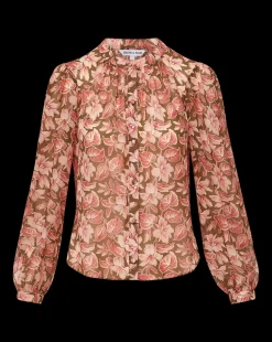 Ashlynn Silk Top in Deep Ochre Multi