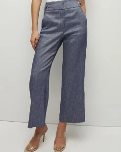 Aubrie Linen Pant in Blue Melange