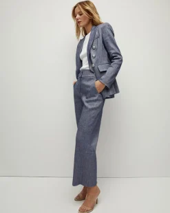 Aubrie Linen Pant in Blue Melange