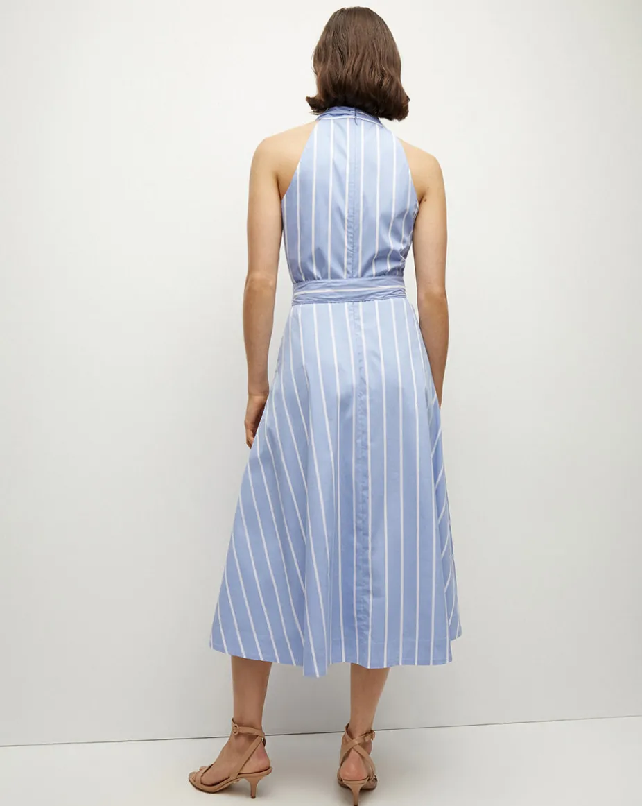 Baylee Poplin Dress in Hydrangea/White