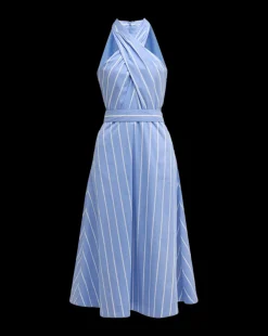 Baylee Poplin Dress in Hydrangea/White