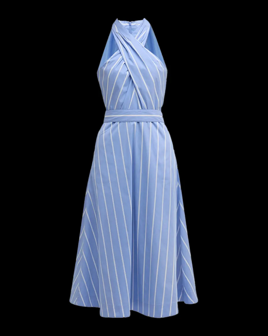 Baylee Poplin Dress in Hydrangea/White