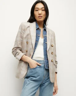 Beacon Linen Dickey Jacket in Khaki Multi