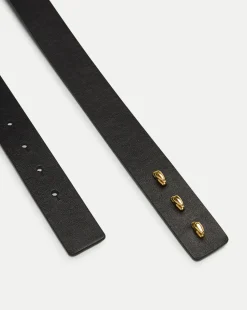 Beatrice Leather Belt in Black & Gold