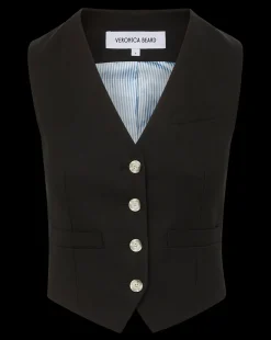 Bennett Twill-Linen Vest in Black