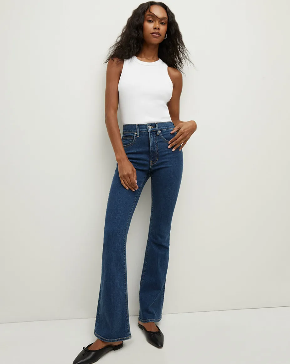 Beverly Loafer Length Skinny-Flare Jean in Bright Blue