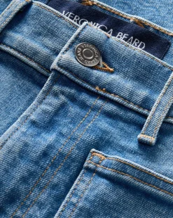 Beverly Patch-Pocket Skinny-Flare Jean in Seawater Stone