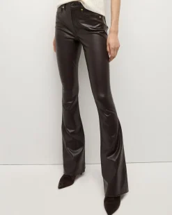 Beverly Vegan Leather Skinny-Flare Pant in Dark Chocolate