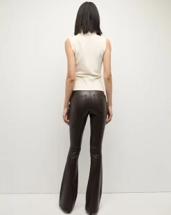 Beverly Vegan Leather Skinny-Flare Pant in Dark Chocolate