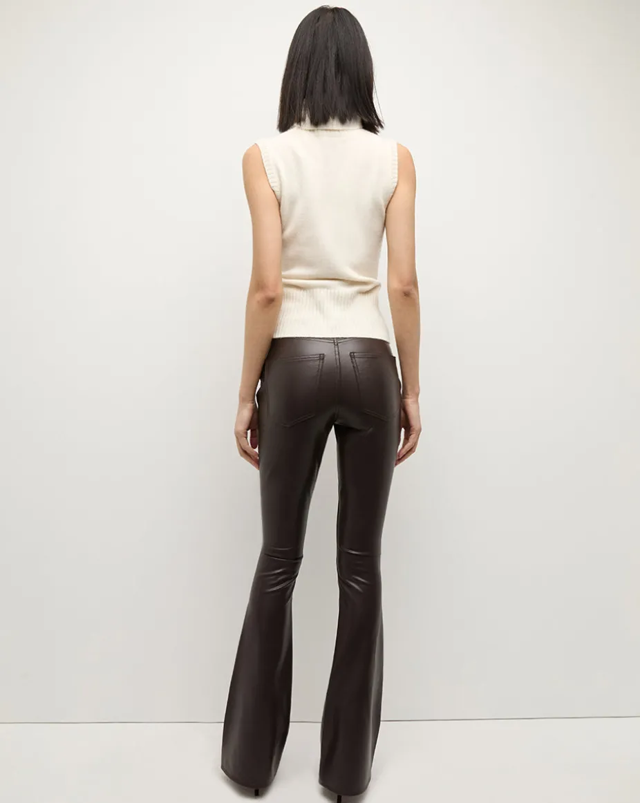 Beverly Vegan Leather Skinny-Flare Pant in Dark Chocolate