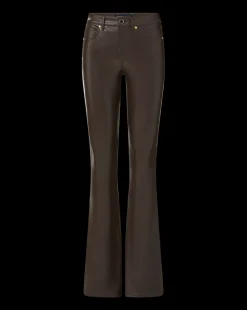 Beverly Vegan Leather Skinny-Flare Pant in Dark Chocolate