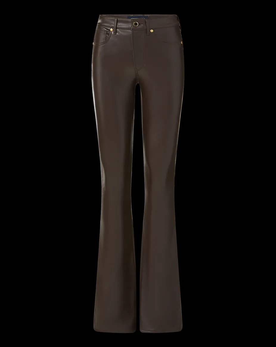 Beverly Vegan Leather Skinny-Flare Pant in Dark Chocolate