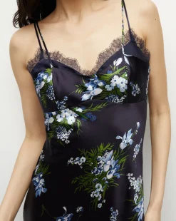 Bixie Stretch-Silk Slip Dress in Navy Multi