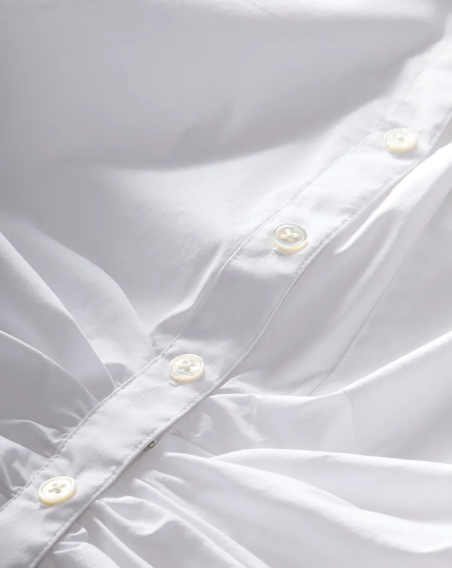 Bosco Ruched Shirt in White | Cinched Shirt
