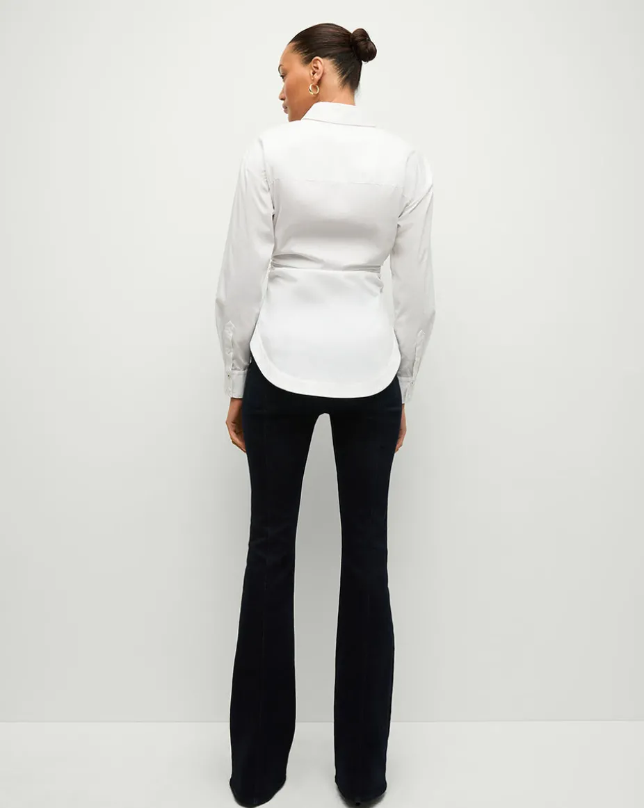 Bosco Ruched Shirt in White | Cinched Shirt