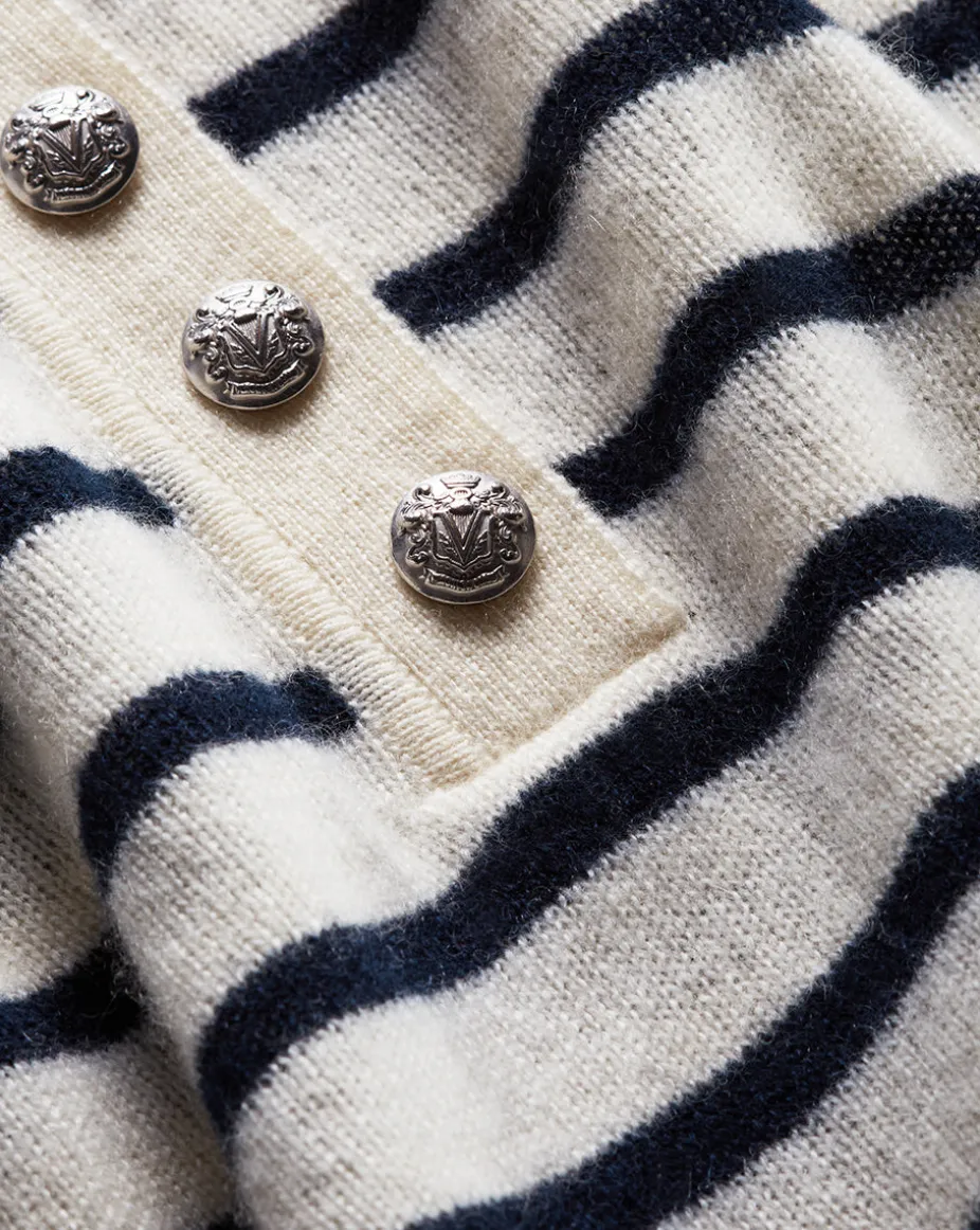 Brandt Cashmere Polo in Ivory/Navy