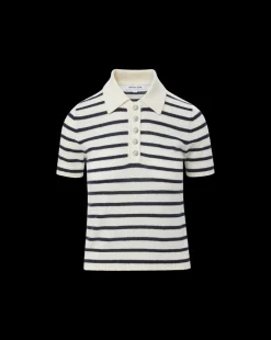 Brandt Cashmere Polo in Ivory/Navy
