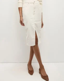 Breves Corduroy Midi Skirt in Ecru