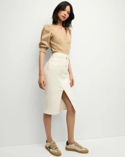 Breves Denim Skirt in Ecru